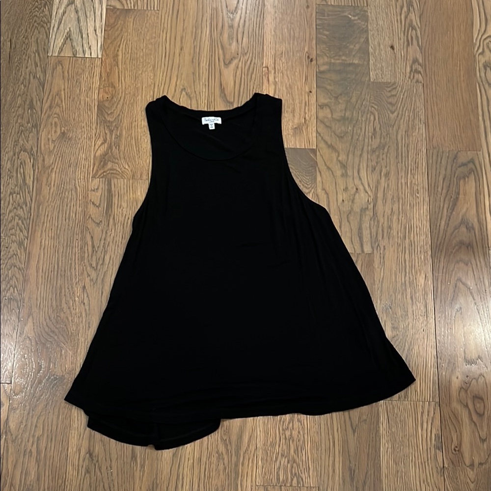 Splendid Black Boxy Sleeveless Sheer Tank Top